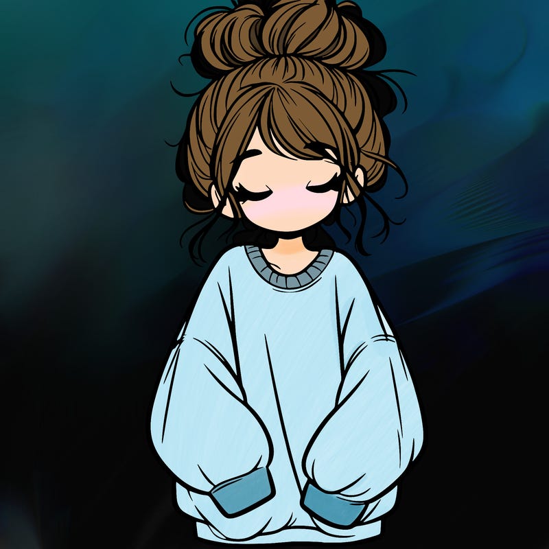 girl with baggy sweatshirt and messy bun