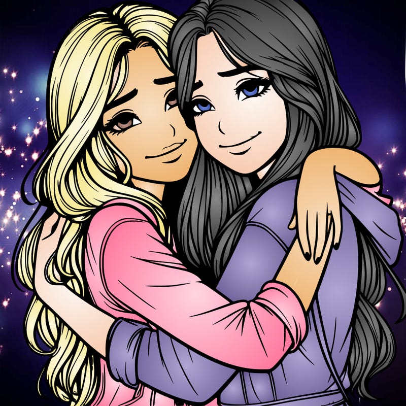 realistic girls hugging