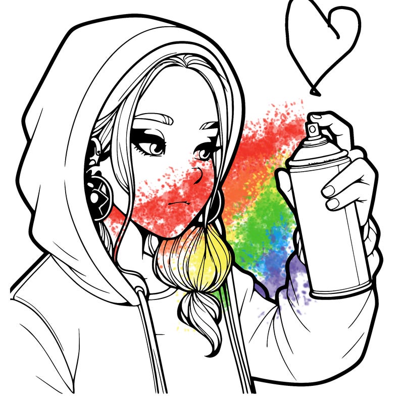 a realistic girl, spray painting