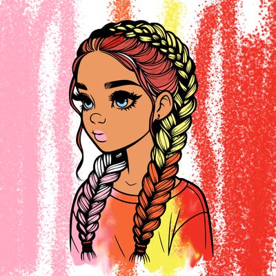 realistic girl with braids