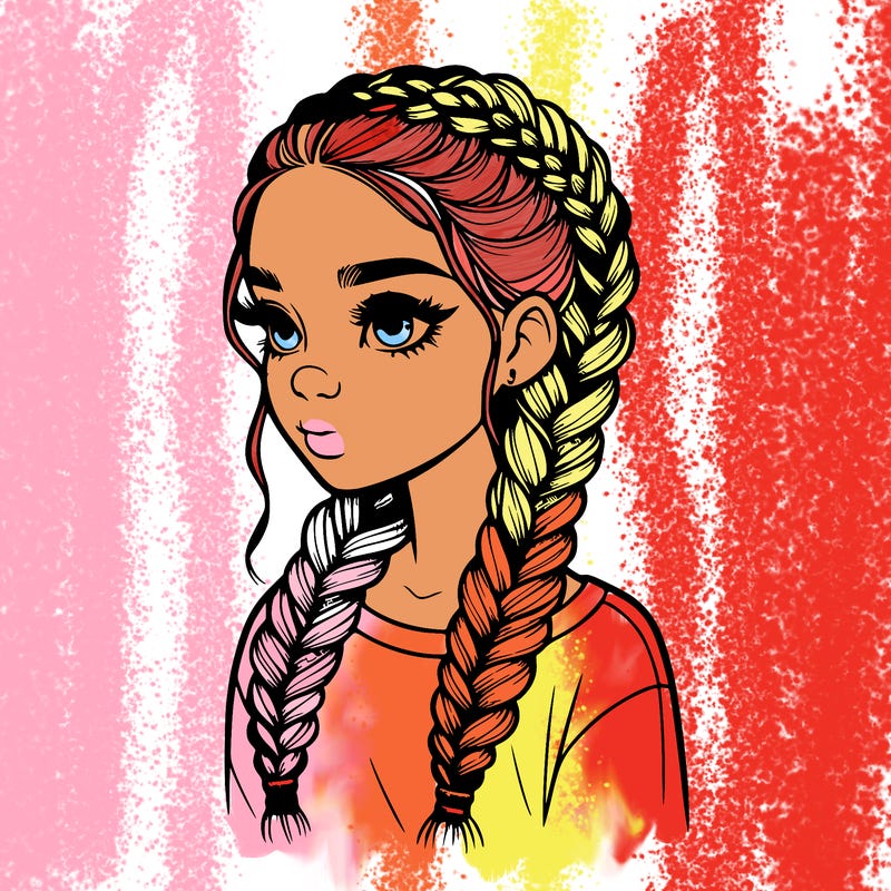 realistic girl with braids