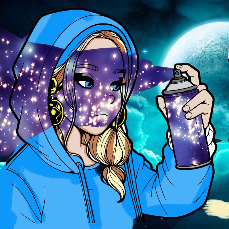 a realistic girl, spray painting