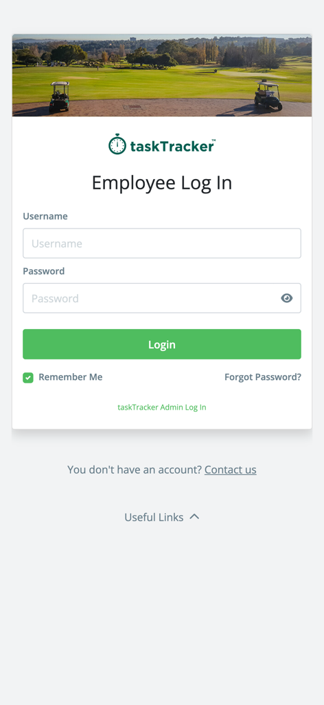 ASB Employee - Employee login screen for the ASB taskTracker app with fields for username and password