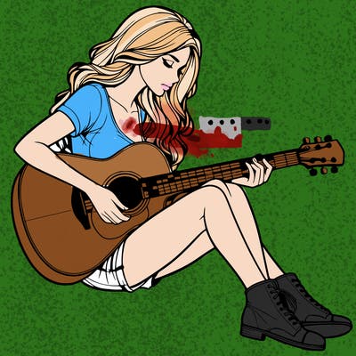 realistic woman play guitar