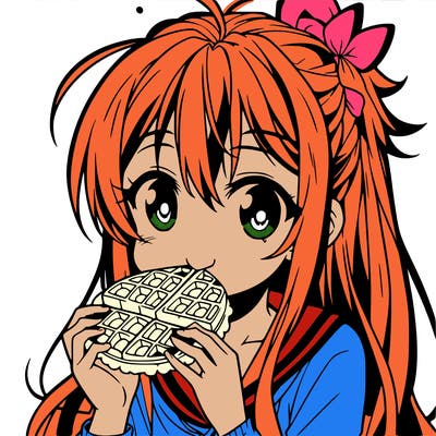 anime eating waffle
