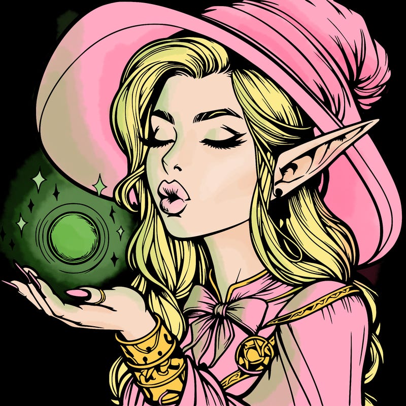 realistic elf casting a spell with lips