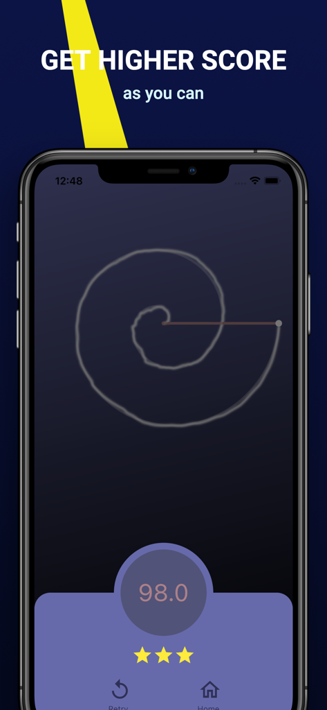 Point Paint - Draw Challenge - Point Paint game screenshot showing a spiral drawing and a high score.