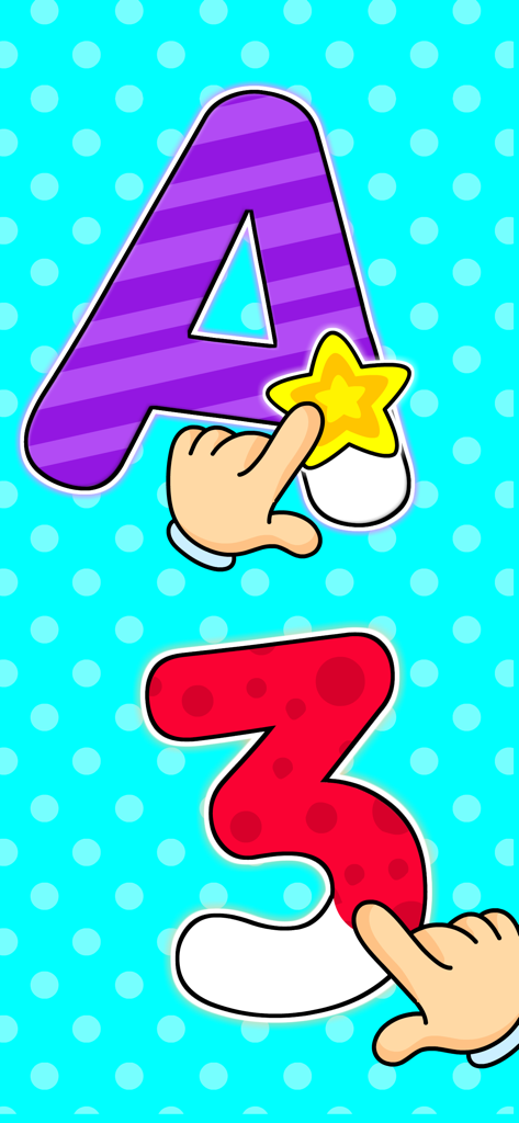 Attività di apprendimento per bambini con la lettera A interattiva e il numero 3