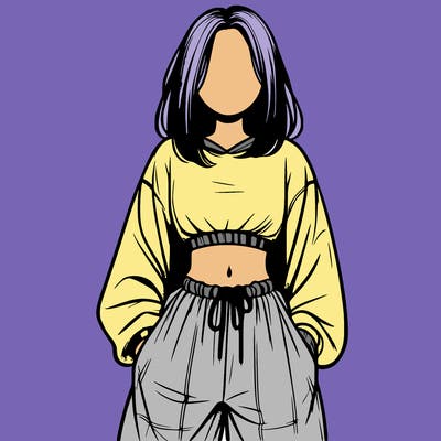 realistic girl faceless with baggy pants and a crop top