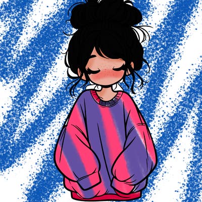 girl with baggy sweatshirt and messy bun
