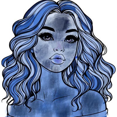 realistic girl with wavy hair and lips