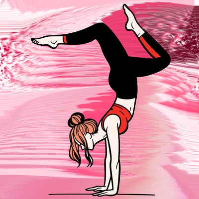 a woman doing a handstand