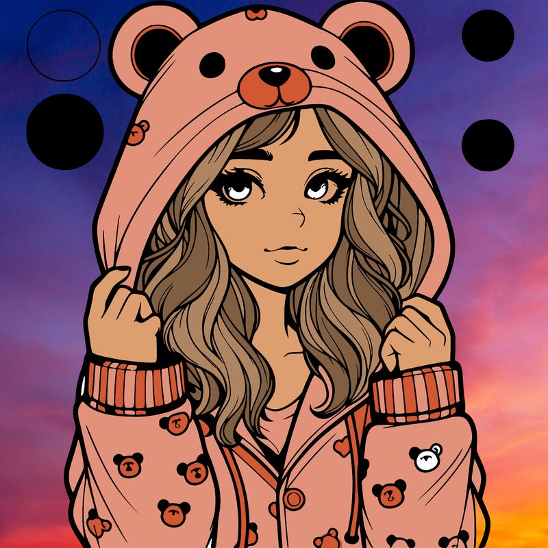 realistic girl in a animal pjs hoodie