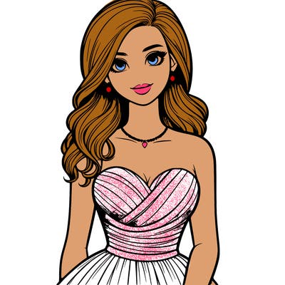 realistic girl in prom dress