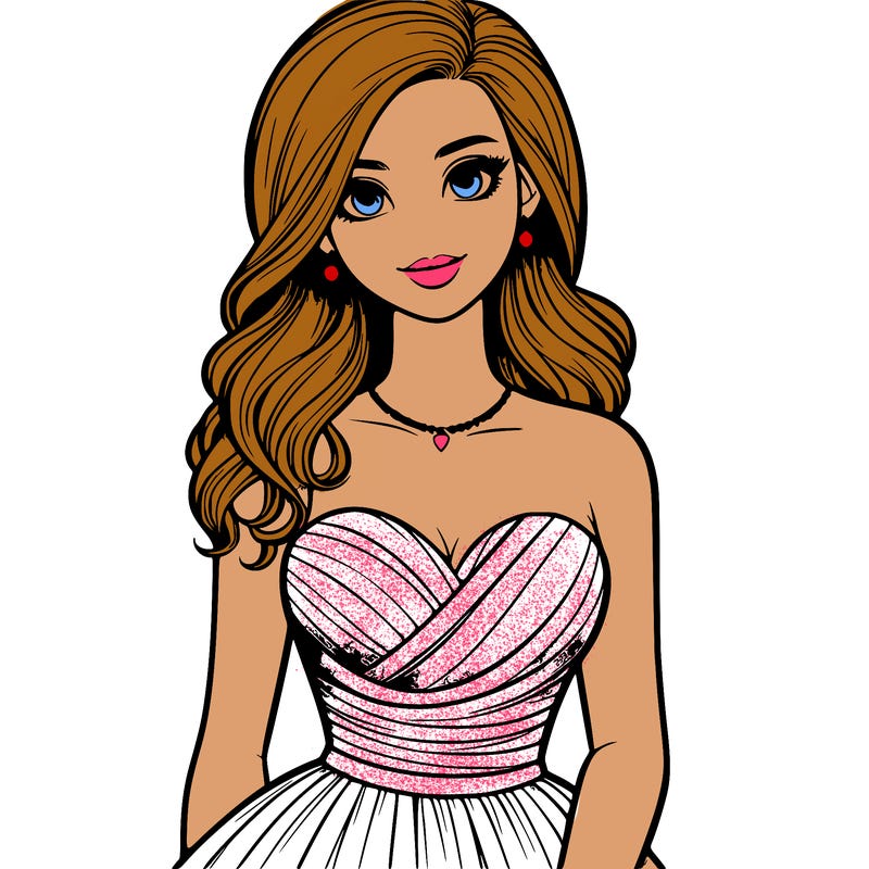 realistic girl in prom dress