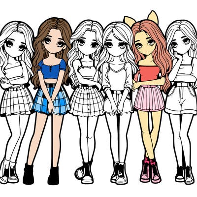 a group of girls realistic