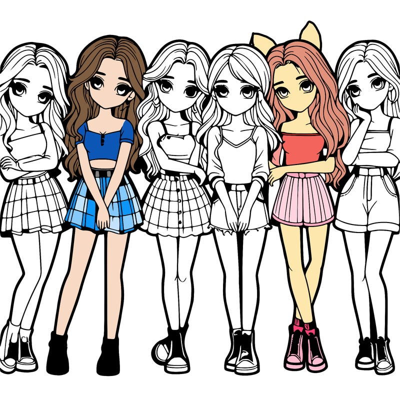 a group of girls realistic