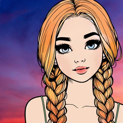 realistic girl with braids