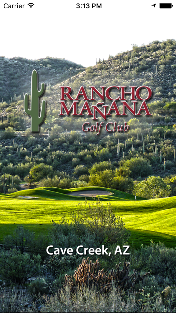 Rancho Mañana Golf Club - Rancho Manana Golf Club logo over a scenic desert golf course in Cave Creek Arizona