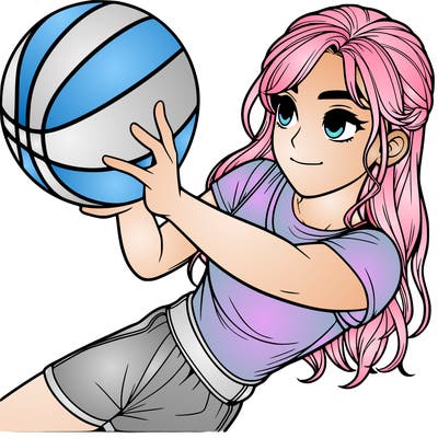 realistic girl playing basketball