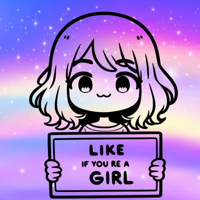 a cute girl holding a sign that says like if you’re a girl