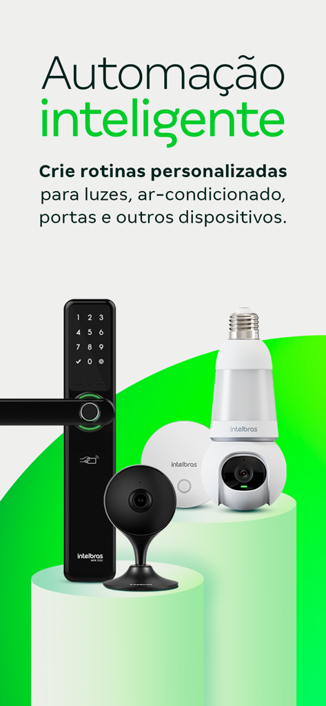 Mibo Smart: Casa Inteligente - Mibo Smart home automation devices including security cameras and a digital door lock.