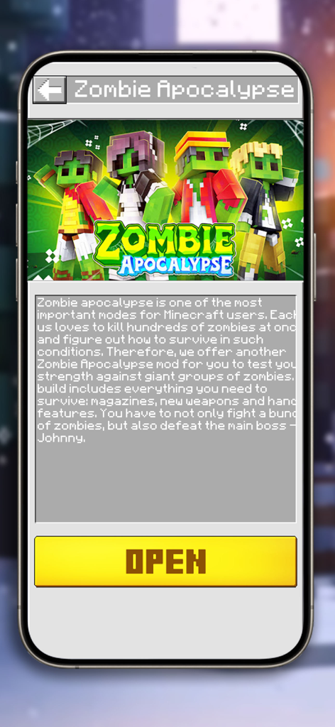 Beschreibung des Zombie Apocalypse Mod und Charakter-Skins für Minecraft.