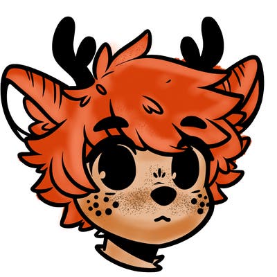 a humanoid deer with soft fluffy ears