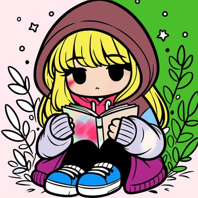 girl in oversized hoodie reading a book