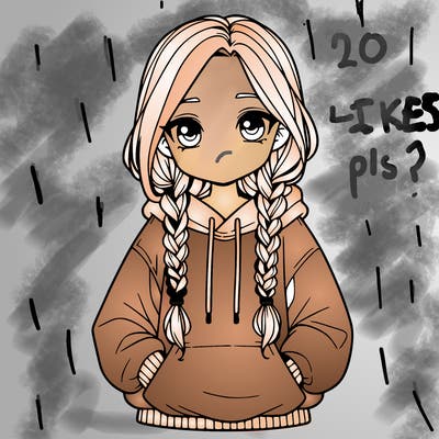 a realistic girl with a oversized hoodie and she has braids
