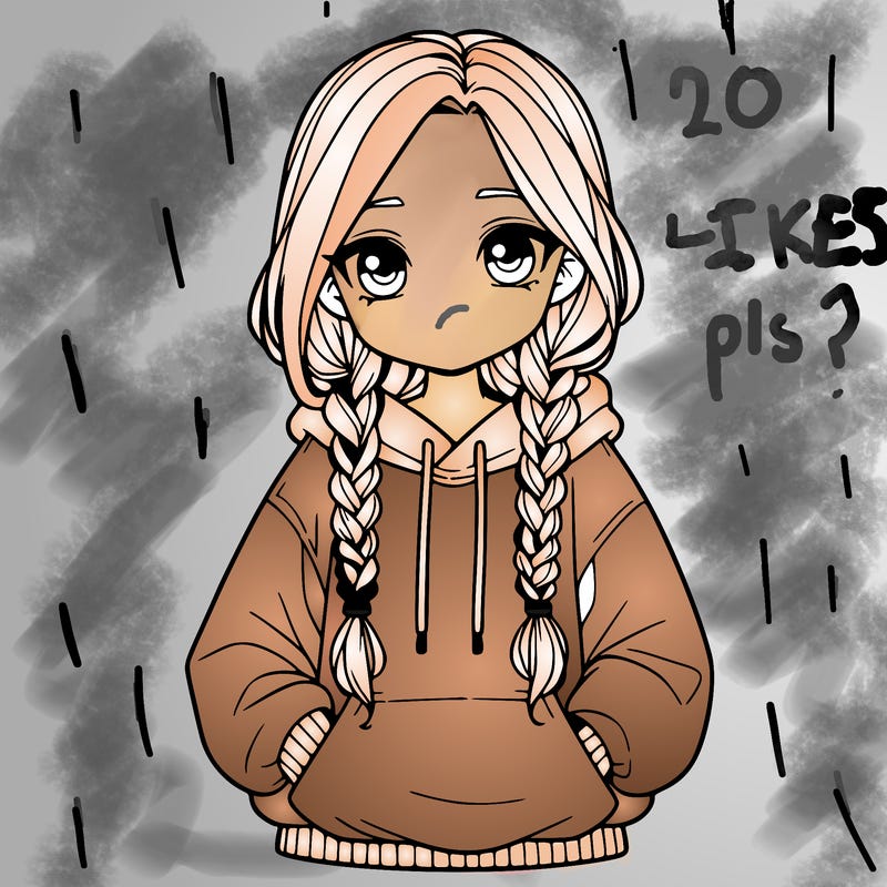 a realistic girl with a oversized hoodie and she has braids