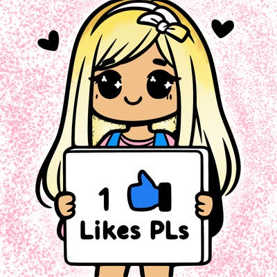 girl holding a sign saying 10 likes pls