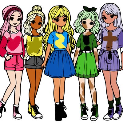 a group of five girls