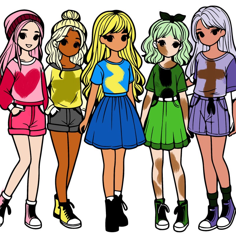 a group of five girls