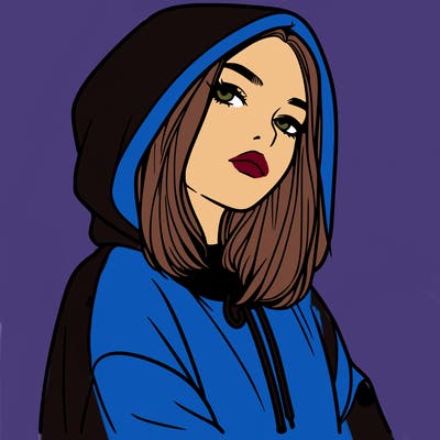 a realistic girl in a hoodie