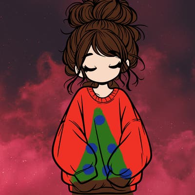 girl with baggy sweatshirt and messy bun