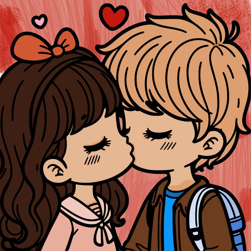 girl and boy kissing
