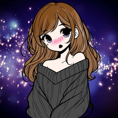 shy pretty girl wearing a sweater that is falling off one shoulder portrait