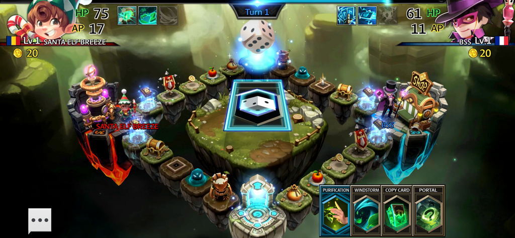 Real-time strategy board game battle in Dicast Rules of Chaos featuring heroes and dice