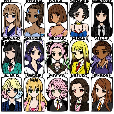 girls that look diffrent anime