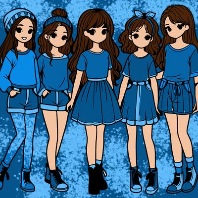 a group of five girls