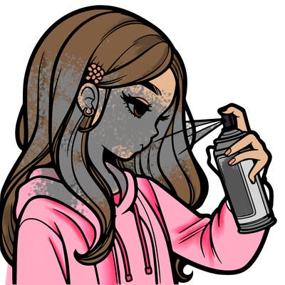 a realistic girl spray painting