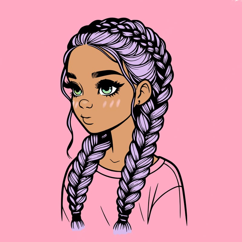 realistic girl with braids