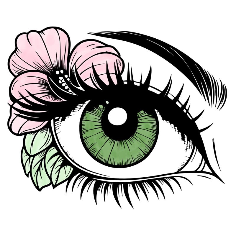 realistic eye with flower