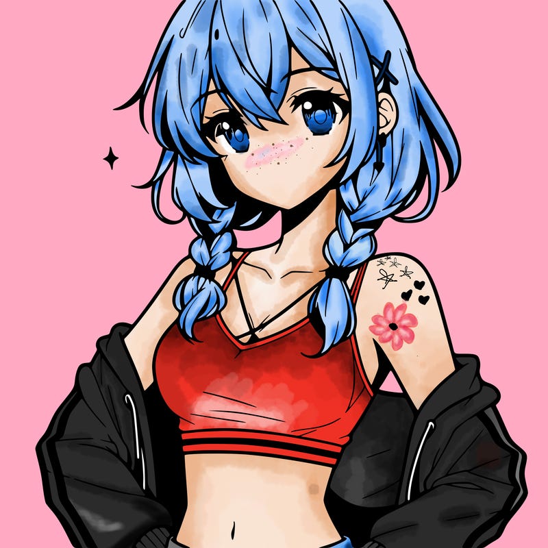 anime girl wearing crop top