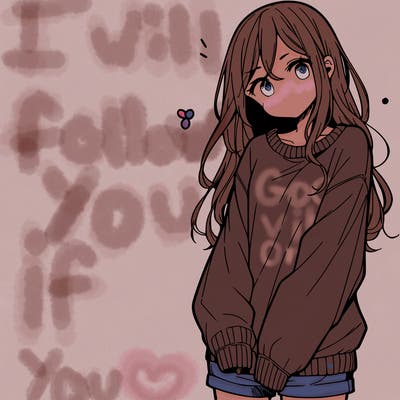 manga teen girl  in a sweater and baggy pants