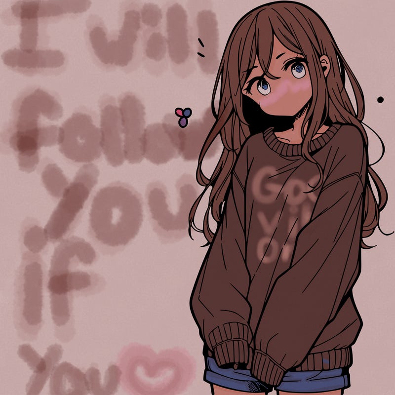 manga teen girl  in a sweater and baggy pants