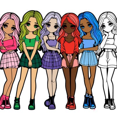 a group of girls realistic