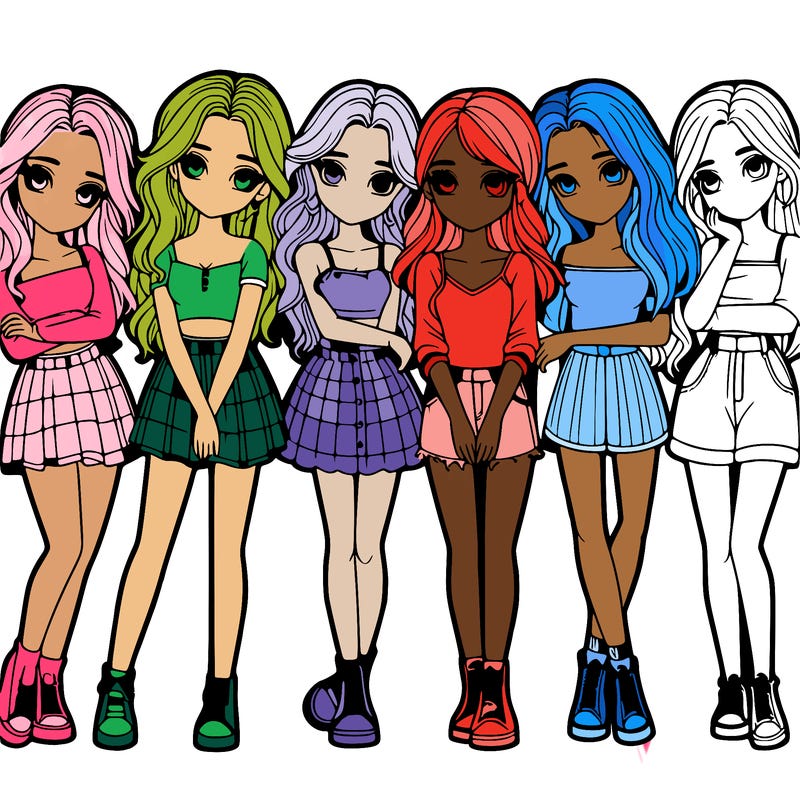 a group of girls realistic