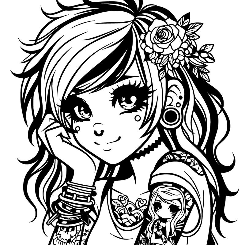 beautiful emo girl with tattoos